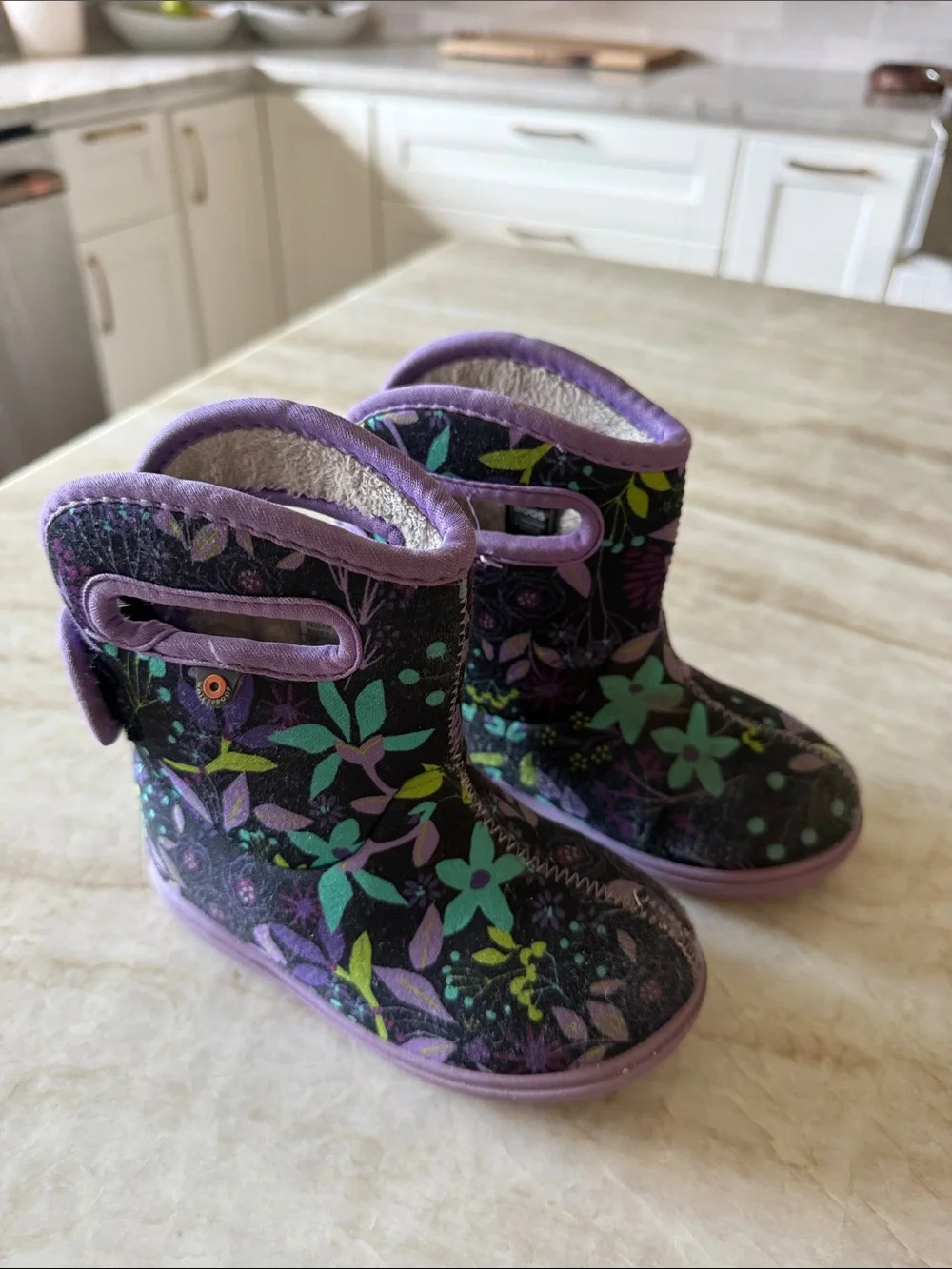 Girls Floral Purple Winter Snow Boots Waterproof BOGS